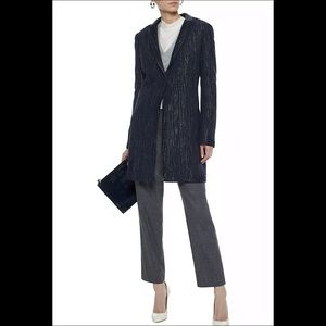 Elie Tahari Pam Iridescent Leather-Trimmed Coat